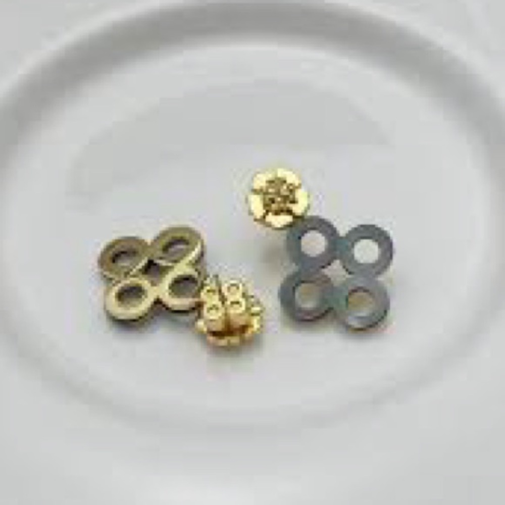 Tory Burch Kira Logo Clover Pavé Front/Back Earrings - Picture 7 of 9